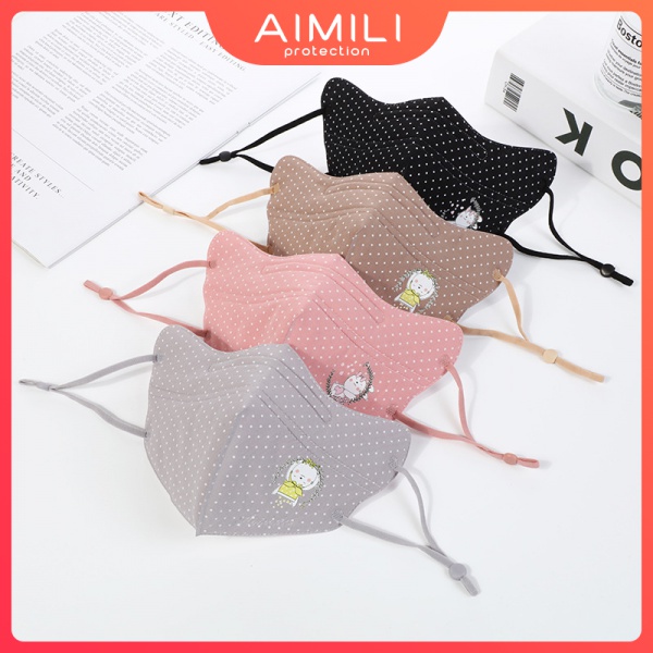 【หน้ากากผ้าฝ้ายบริสุทธิ์ ลายจุด สีขาว ป้องกันดวงตา และเป็นมิตรกับผิวหนัง】หน้ากาก 3 ชั้น กันฝุ่น และระบายอากาศ ซักทําความสะอาดได้ ใช้ซ้ําได้ สําหรับเด็กผู้ชาย และเด็กผู้หญิง