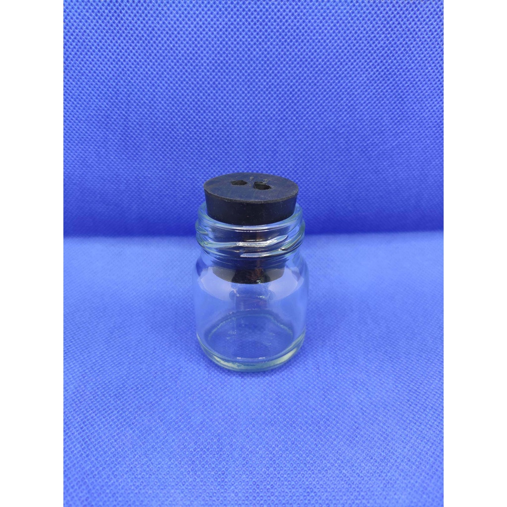ขวดแก้วใส DIY 45 ml.พร้อมจุกปิดขวดแบบจุกยาง No.13 (เจาะ 2 รู)