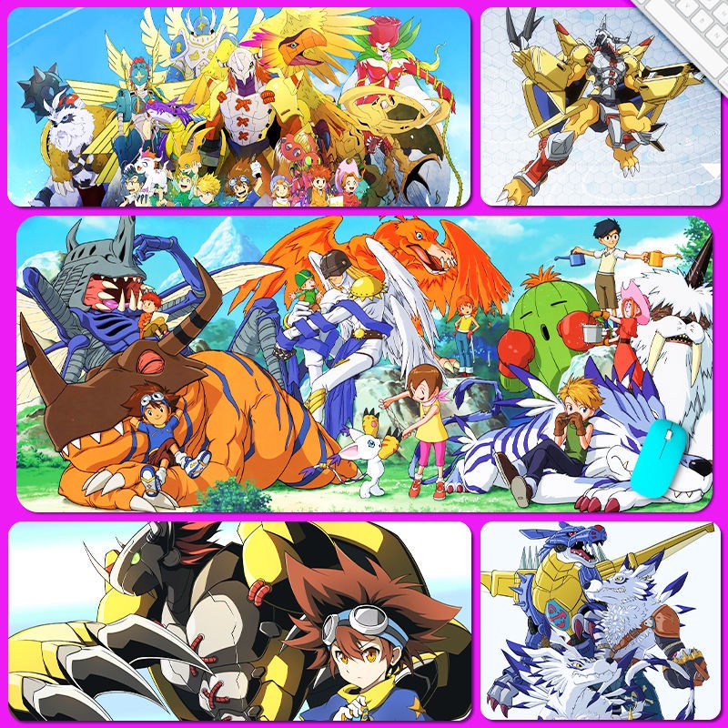 แผ่นรองเมาส์ ขนาดใหญ่ ลายการ์ตูนอนิเมะ Digimon Tyrannosaurus Beast Celestial Beast สําหรับคอมพิวเตอร์ตั้งโต๊ะ