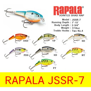 โปรพิเศษ เหยื่อปลอม RAPALA JOINTED SHALLOW SHAD RAP (JSSR-7) ขนาด 7 cm น้ำหนัก 11 g สินค้ามีจำนวนจำกัด