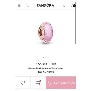 Pandora faced pink murano glass rosegold charm แท้ 100% (ราคาต่อชิ้น)