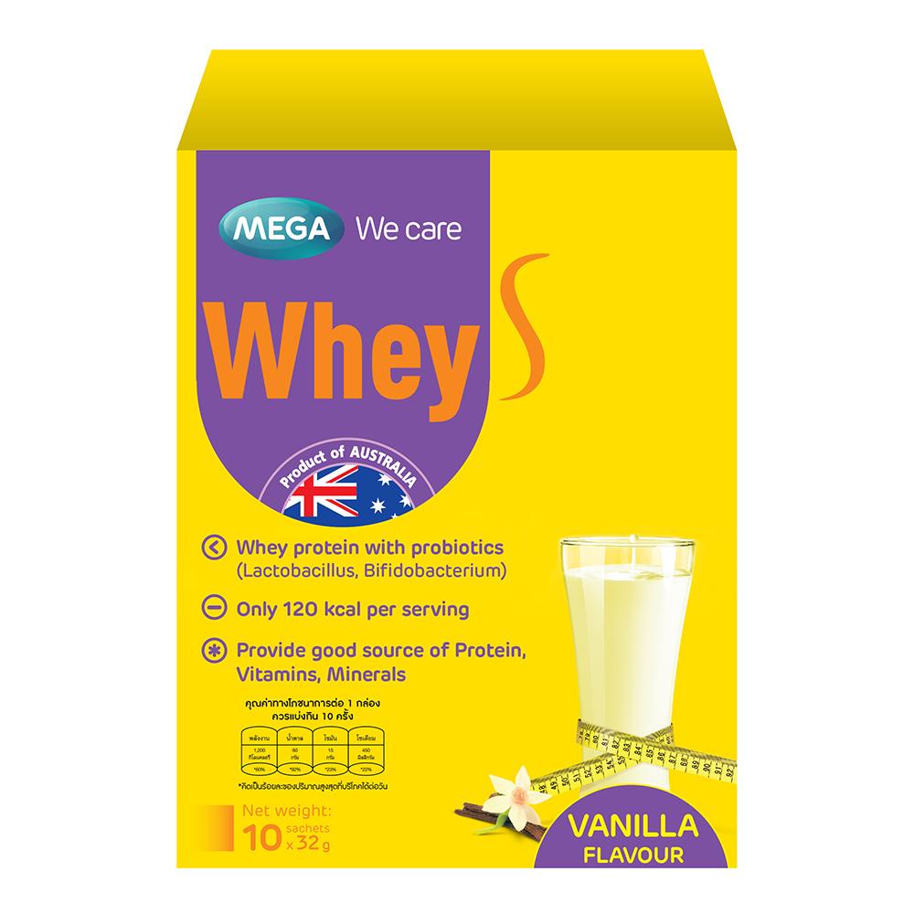 Mega We Care Whey S เมก้า วีแคร์ เวย์ เอส เวย์โปรตีน สำหรับผู้ที่ต้องการลดน้ำหนัก จำนวน 1 กล่อง บรรจ