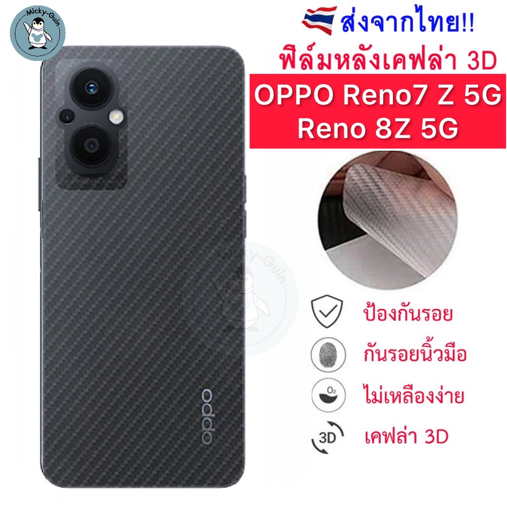 ฟิล์มหลัง Oppo Reno 8Z 5G / 7Z 5G ฟิล์มกันรอยเคฟล่า 3D ส่งจากไทย