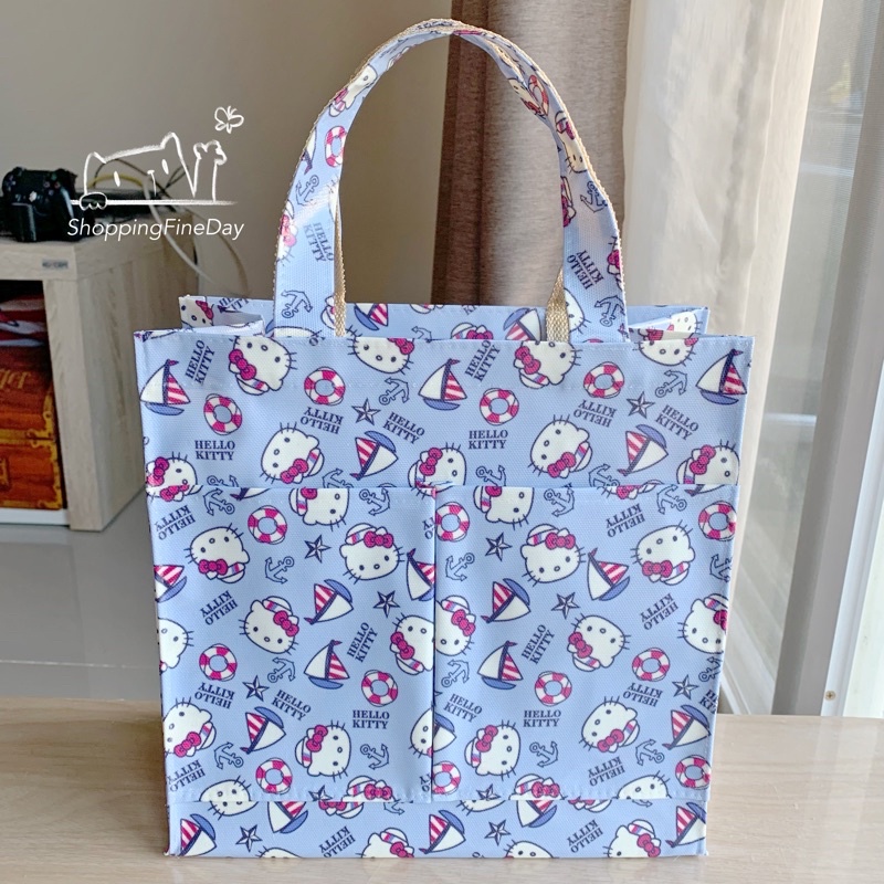 กระเป๋าผ้าเคลือบกันน้ำลายน่ารัก กระเป๋าถือกันน้ำ size M ทรงนอน(ก้นกว้าง) (1st page)