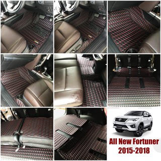 พรมปูพื้นเข้ารูป 6D Premium Fitted Leather Car Mats สำหรับรถรุ่น ALL NEW FORTUNER 2015-2021 (ลายบอลสีดำด้ายแดง)