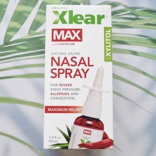 สเปรย์พ่นล้างจมูก ล้างไซนัส บรรเทาอาการแพ้ Max with Capsium Xylitol Saline Nasal Spray Maximum Relief 45 mL (Xlear®)