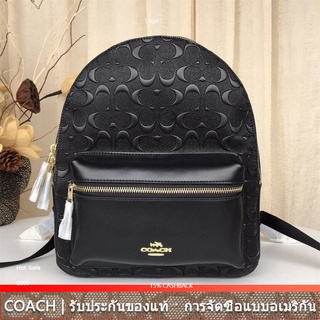 us นำเข้า⭐️ COACH กระเป๋าเป้สะพายหลัง MEDIUM CHARLIE SIGNATURE LEATHER 32083 สีดำ กระเป๋าผู้หญิง