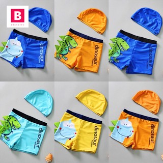 BikiniFC🧸SB117 ชุดว่ายน้ำเด็กชาย ลายการ์ตูน กางเกงขาสั้นพร้อมหมวกว่ายน้ำ ชุดว่ายน้ำเด็ก ชุดเที่ยวทะเล