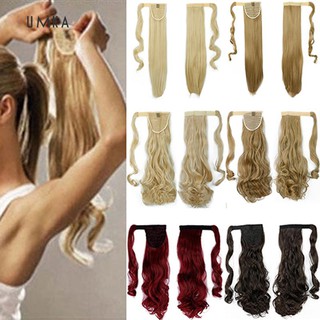 ☆SM Womens Long Straight Wavy Ponytail Wigs Clip in Pony Tail Hair Extensions