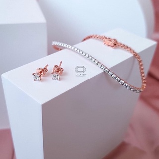 💎Amantio Diamong💎เซ็ทสุดคุ้ม สร้อยข้อมือ+ต่างหู✨Rose Gold 18K✨เพชรแท้ทองแท้