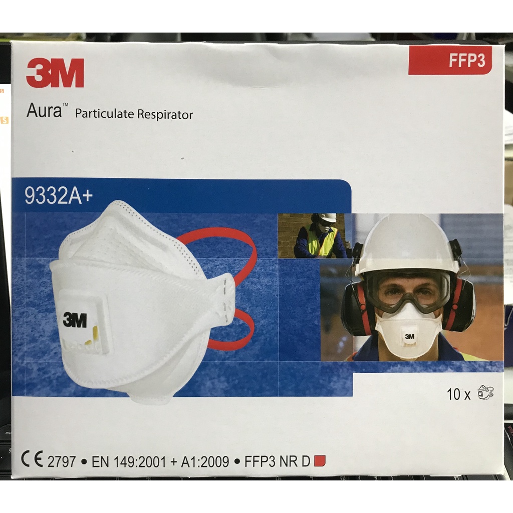 ของแท้ ยกกล่อง 10 ชิ้น 3M Aura 9332A+ FFP3 N99 - หน้ากากอนามัย ป้องกันเชื้อโรคและอนุภาค มีวาล์วระบายอากาศ (ส่งเร็ว)