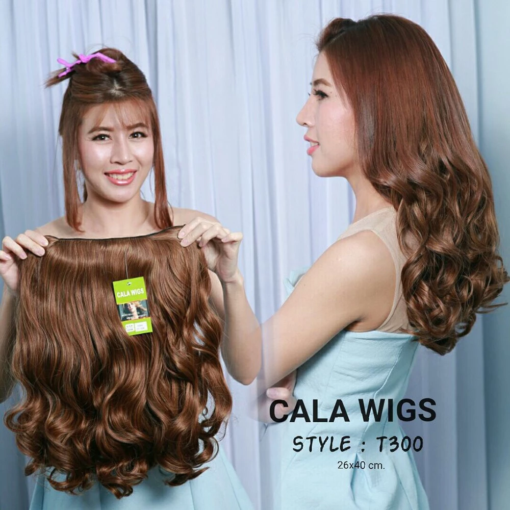 แฮร์พีช❤️แฮร์พีชcalawigs💥 รหัสT300 กว้าง26cmยาว40cm ชิ้นหนาพิเศษไหมด้านเหมือนผมจริง+แฮร์พีชลอนปลาย