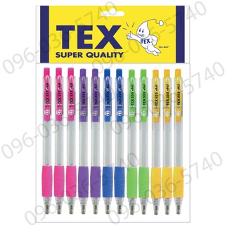 *** เขียนลื่นหัวไม่แตก *** ปากกา TEX 555 - OB Jel ด้ามคละสี หมึกน้ำเงินล้วน แพ็ค 12 ด้าม