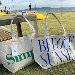 Lazy - cc - TOTE BAG กระเป๋าผ้าแคนวาส 2ลายใหม่ล่าสุด สีสันสดใส