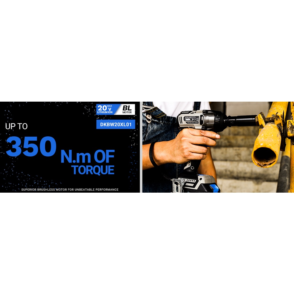 【World Premiere】DEKO 20V MAX Cordless Brushless Wrench 350N.m High Torque Electric Impact Wrench Power Tools (DKBW20XL01 #7