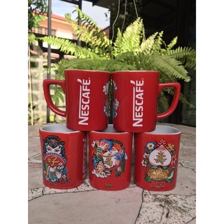 แก้วเนสกาแฟ set 5 ใบลายตรุษจีน ลายไม่ซ้ำกัน