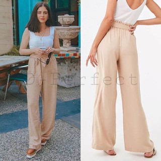 F21 Belted Wide-Leg Pants  กางเกงขาบาน เอวสูง มาพร้อมเชือกผูกเอว กระเป๋าล้วง2 ข้าง ด้านหน้าเป็นซิป+ตะขอ ขอบเอวเป็นยางยืด