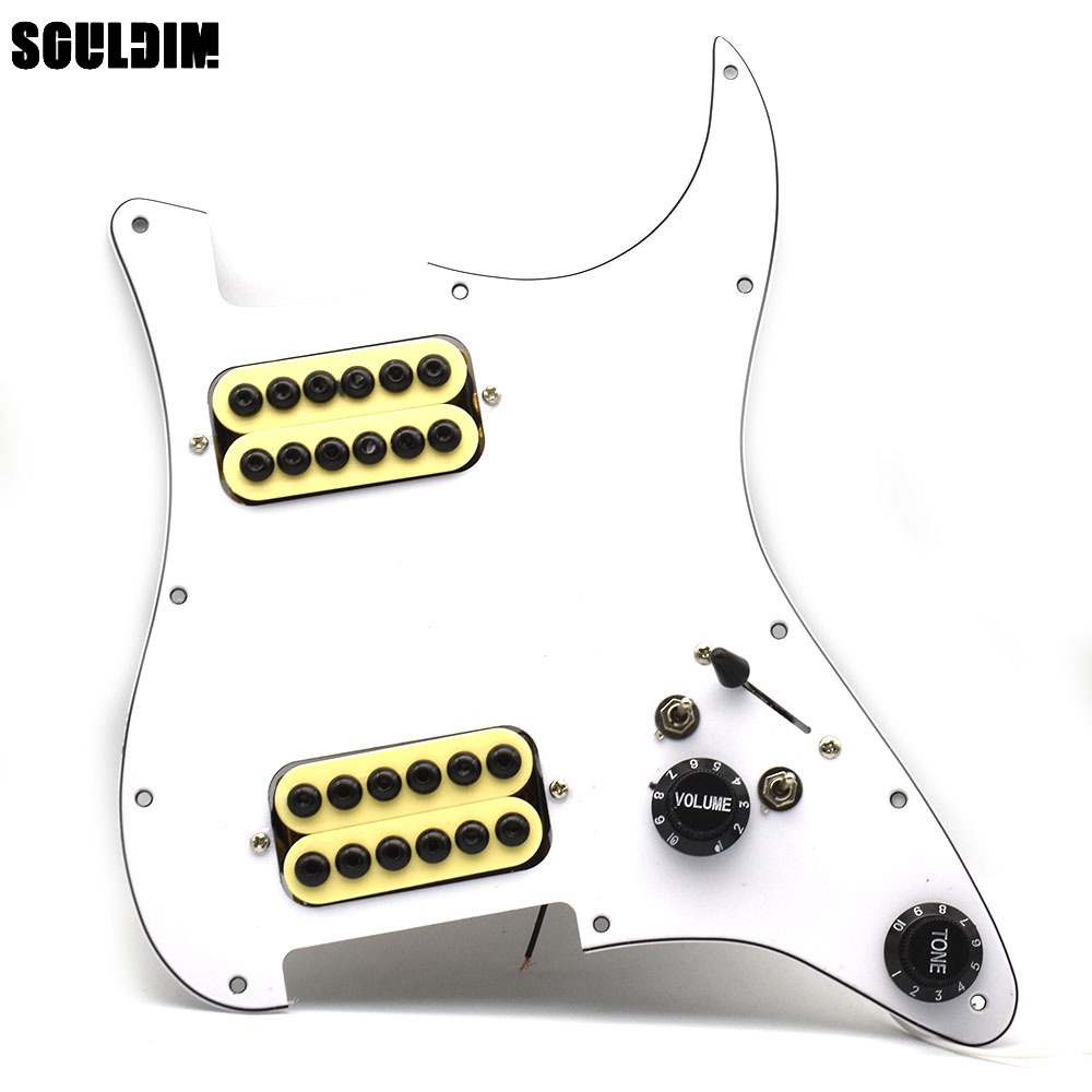 Load Prewired Scratchplate 2 Humbucker Double Coil Splitting HH กีตาร์ Pickguard กีตาร์ไฟฟ้า Pickguard สําหรับ ST กีตาร์