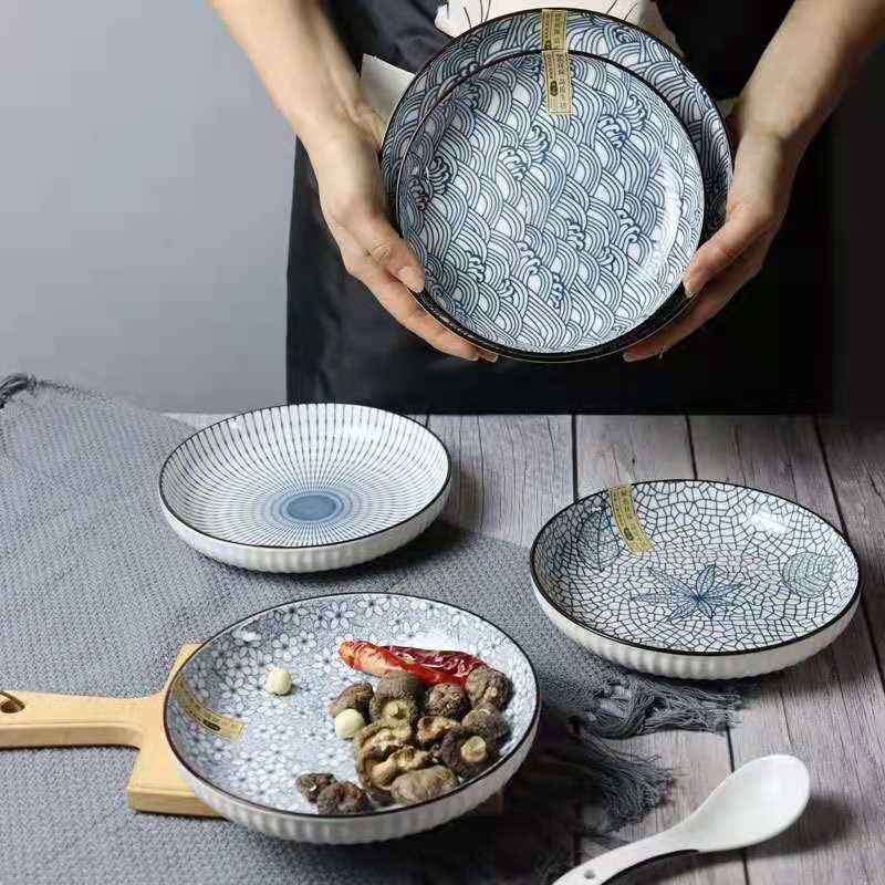 Ceramic จานเซรามิก สไตล์ญึ่ปุ่น ขนาด 8 นิ้วและ7นิ้ว