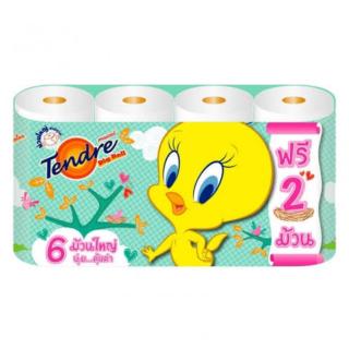 กระดาษทิชชู่ ทิชชู่ เทนเดอร์ Tendre big roll 6 ม้วน ฟรี2ม้วน