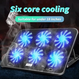 พัดลมรองโน๊ตบุ๊ค พัดลมโน๊ตบุ๊ค 6LED Laptop Cooling Pad เหมาะสำหรับแล็ปท็อปที่มีขนาดไม่เกิน 18 นิ้ว