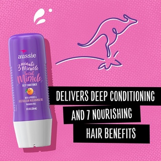 Aussie 3 Minute Miracle Strong Conditioning Treatment ทรีทเม้นท์ ครีมนวด กลิ่นพีช ขนาด 236ml.เพิ่มความชุ่มชื่น ลดผมร่วง