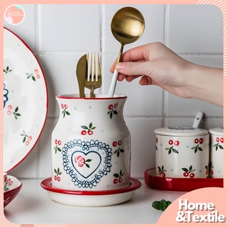 ที่ใส่ช้อนส้อม ,ใส่ตะเกียบ เซรามิกพอร์เลน 🍒ลายเชอรี่ Cherry …