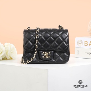 CHANEL CLASSIC MINI 7 SQ BLACK LAMB GHW