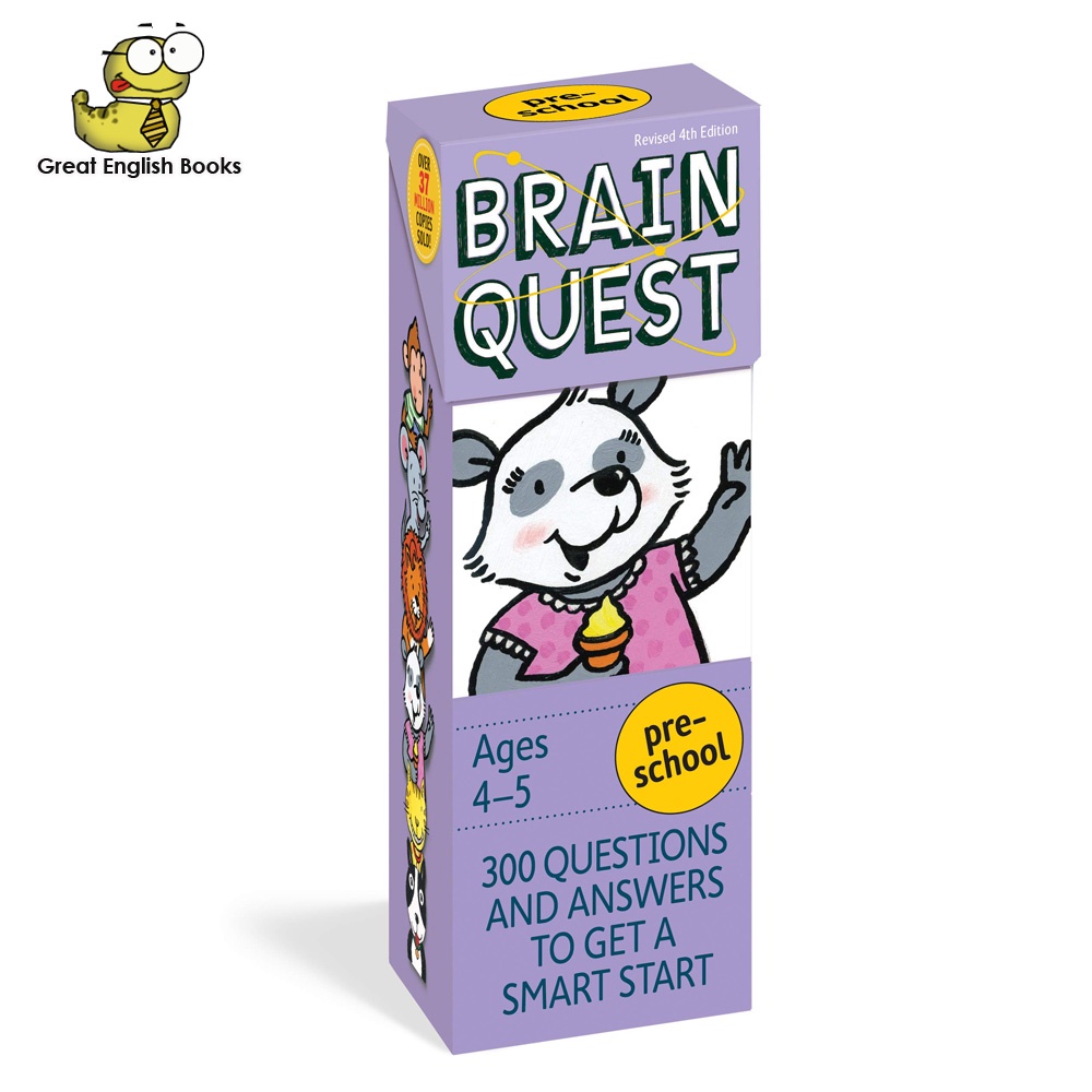 (ใช้โค้ดรับcoinคืน10%ได้) พร้อมส่ง Brain Quest Preschool Q&A Cards Ages 4-5 กล่องม่วง : 300 Questions and Answers to Get