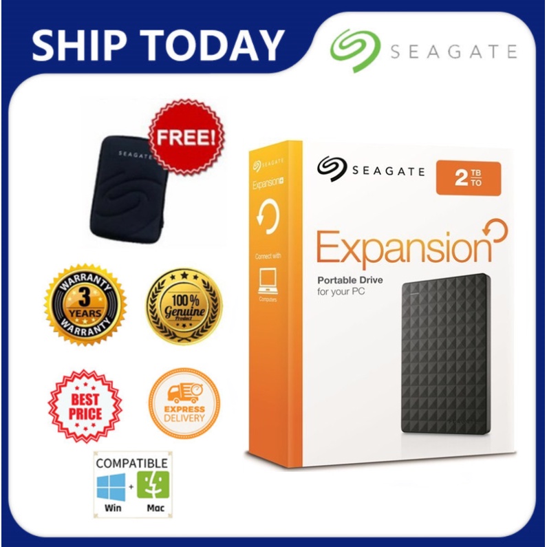 【 New】Seagate Expansion 2.5-Inch Portable Drive - Black - 1TB 2TB