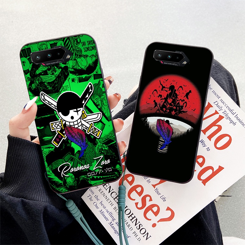 เคสโทรศัพท์มือถือ ลายการ์ตูนนารูโตะ วันพีช ปิกาจู โกคู พร้อมสายคล้อง สําหรับ Asus ROG Phone 5 5S ZS673KS ROG5 ROG 5S