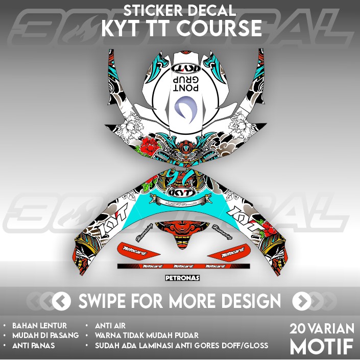 KYT TT COURSE สติ๊กเกอร์รูปลอกหมวกกันน็อค (L,XL,XXL) LARGE SHELL Part 1 | หมวกกันน็อค Decal | สติ๊กเกอร์รูปลอก
