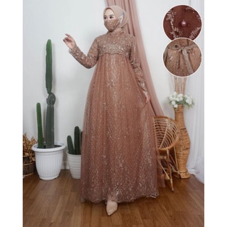 Kebaya TILLE GAMIS ชุดเดรส ปักลาย MAXY DRESS มุสลิม ผู้หญิง ผ้ามอสเครป โมเดิร์น