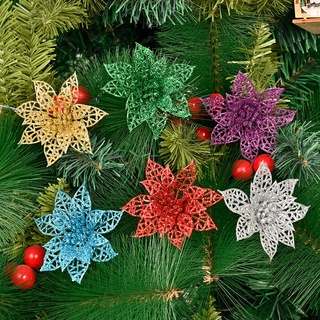 Glitter Artificial Flowers Christmas Tree Ornaments Decorations Christmas Decorations