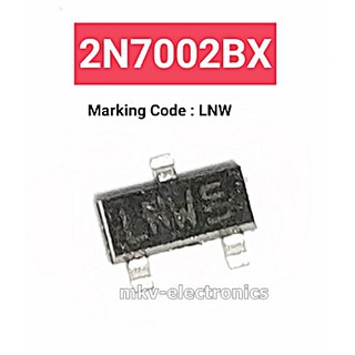 (2ตัว) 2N7002BK , Marking : LNW , MOSFET N-Channel  60V 350MA , SOT-23