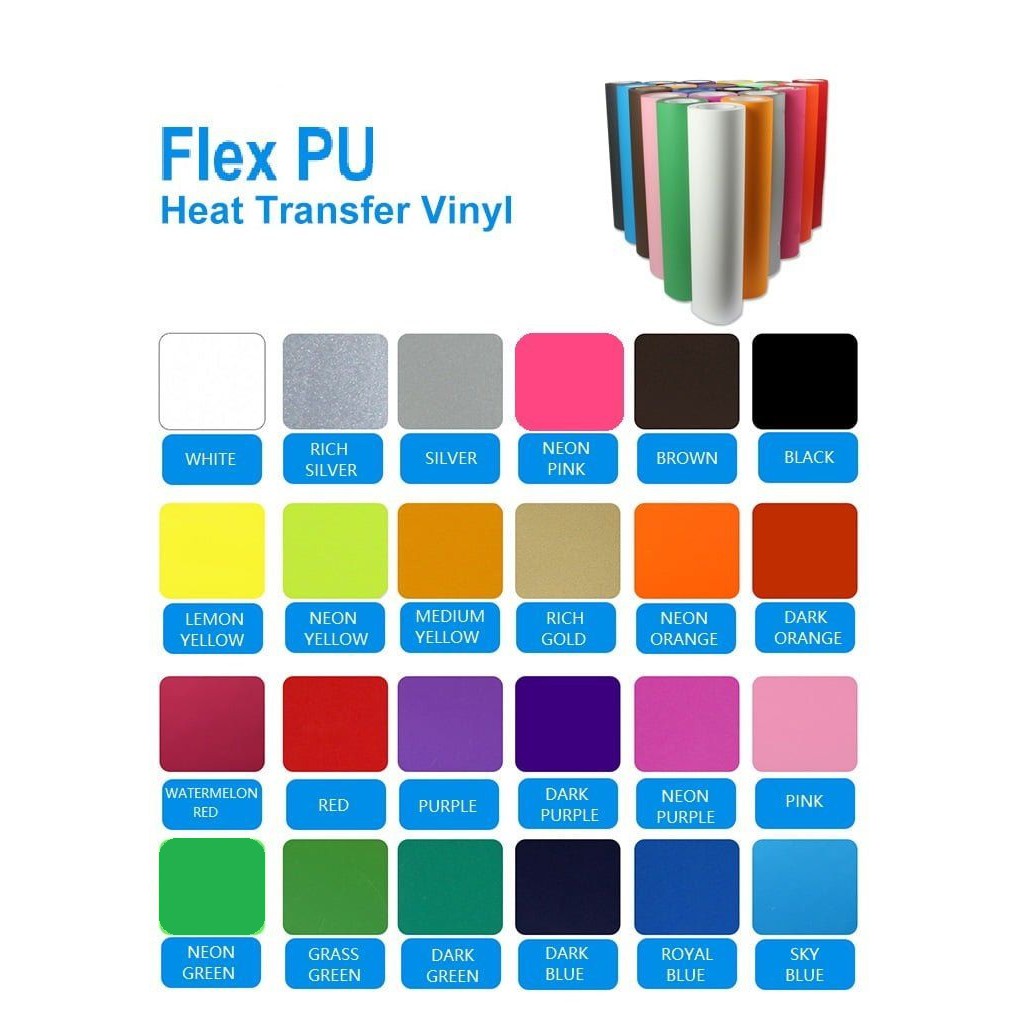 [HEAT TRANSFER VINYL PU POLYFLEX] Iron-on HTV T-Shirt Textiles (Cricut Film Heat Press)