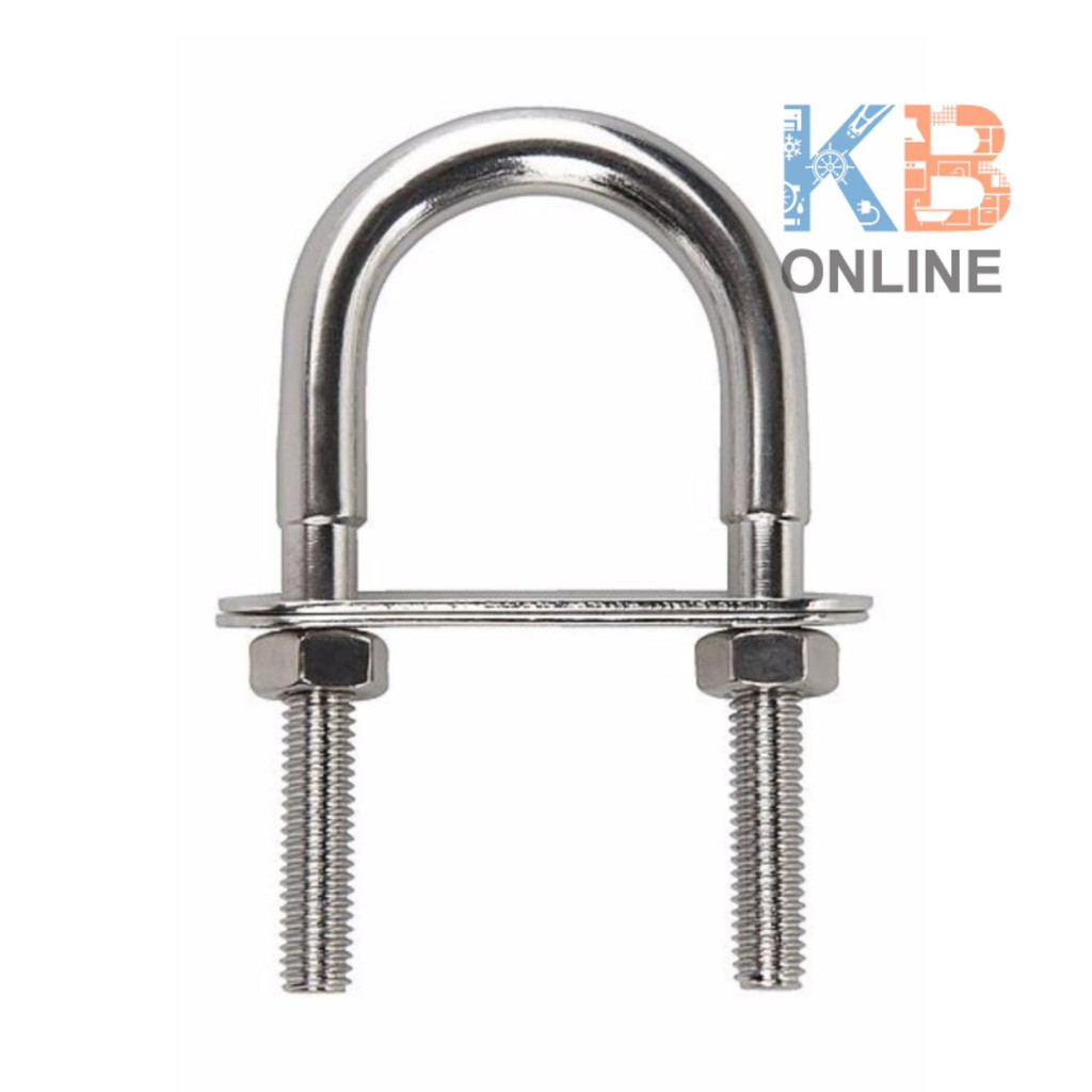 U bolt AISI 316 เกลียวโค้งงอเป็นรูปตัว U เส้นผ่าศูนย์กลาง 35 มิล M8 สูง80มิล U bolt, AISI 316, Diam.