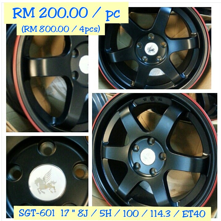 Alloy Rim Wheel 17" SGT-601 RED LINE  8J / ET40 / 5H 100 / 5H 114.3 1pcs
