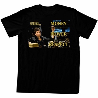 เสื้อยืดพิมพ์ลายแฟชั่น เสื้อยืด ลาย Scarface Monpowres สีดํา