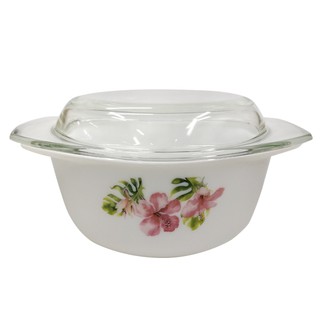 🔥แนะนำ🔥 ชามเซรามิค KASSA HOME ชุดโถพร้อมฝาแก้ว PINK HIBISCUS Flowers รุ่น ZG1.5 ความจุ 1.5 ลิตร สีขาว เครื่องใช้บนโต๊ะอา