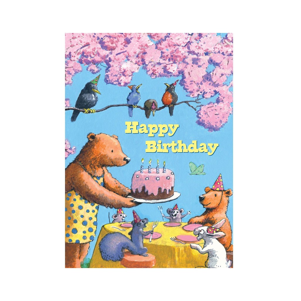 eeBoo Party with Cake and Friends Birthday Card - การ์ดอวยพรวันเกิด ลายปาร์ตี้วันเกิดกับผองเพื่อน