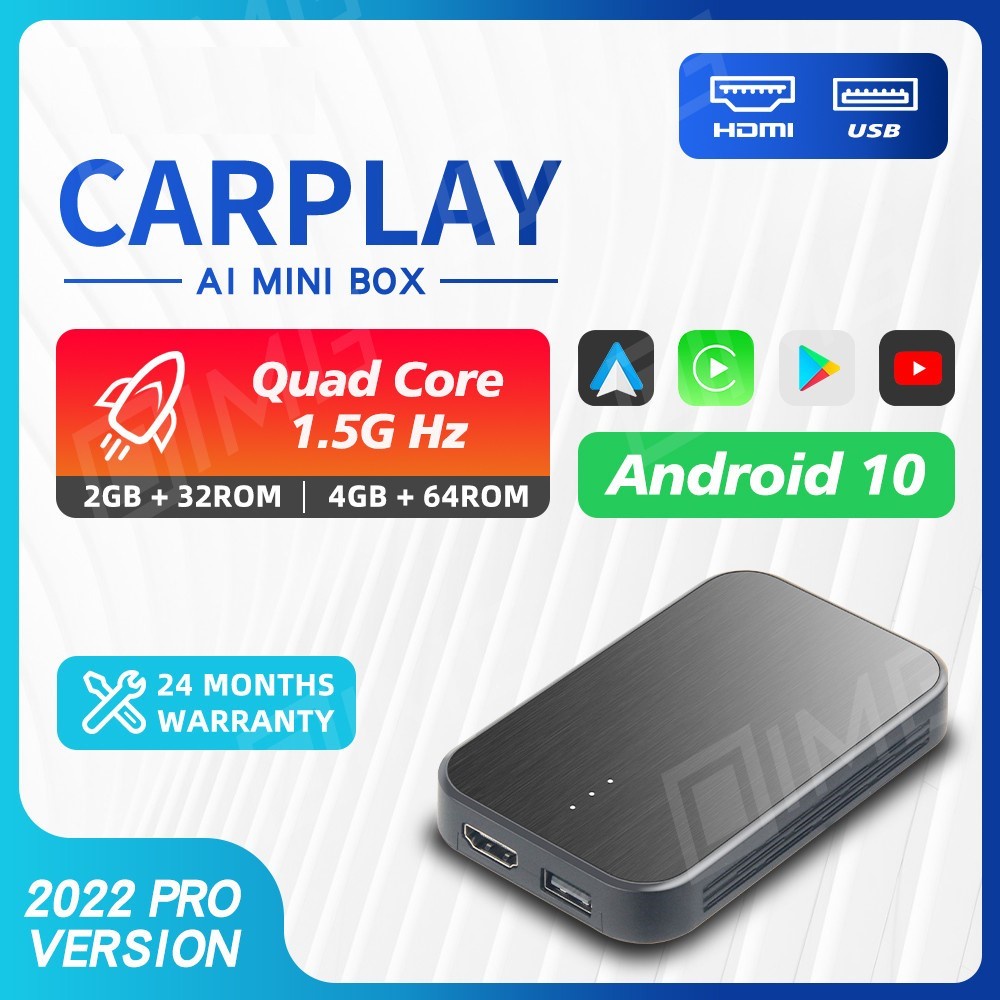 อะแดปเตอร์เครื่องเล่นวิดีโอไร้สาย Android 10 System Z4 Carplay Ai mini Box 2GB + 32GB สําหรับ YouTub