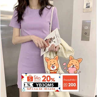 SALE ‼️เดรสสั้นสีพื้น ผ้าลื่น ใส่สบาย 👒