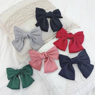 Korean Oversize Women Satin Ribbon Bow Hair Clips Ponytail Holder Girl Princess Hair Accessories