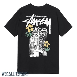 เสื้อยืดแขนสั้น ผ้าฝ้าย พิมพ์ลายดอกไม้ Stussy Pdtiki Tribe Mask สําหรับผู้ชาย แฟชั่น