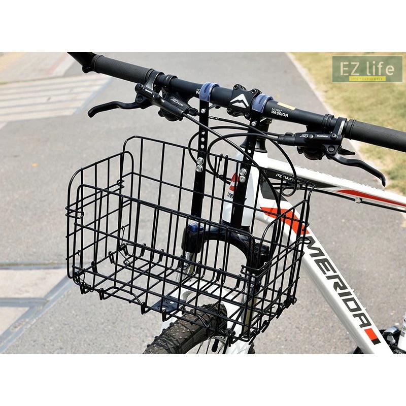 ตะกร้าจักรยาน ตะกร้าเหล็ก สแตนเลส ตะกร้าแขวน จักรยาน แบบพับได้ แข็งแรง Bike Foldable Basket Iron Thicken Strong Storage