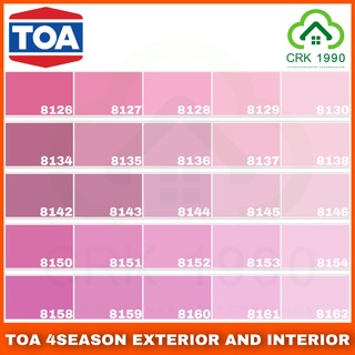 TOA 4SEASONS สีน้ำอะคริลิกแท้ 100% คุณภาพสูง ฟิล์มสียึดเกาะดีเยี่ยม สีน้ำภายนอกและภายใน 1 ลิตร สีชมพู PINK