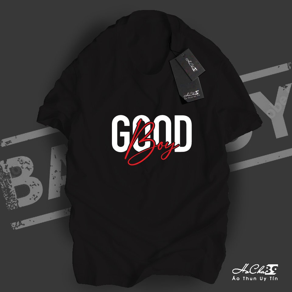 GOOD เสื้อยืด Boy - W4T31 - HoCha89 4C ผ้าคอตตอนมีสายคล้องคอ สินค้าคุณภาพสูง (ภาพจริง)