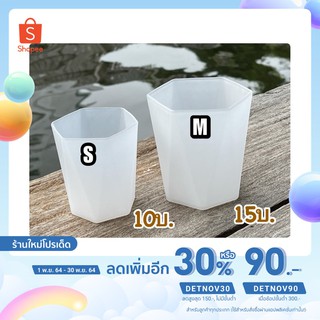 [เหลือ 7 .- ใส่โค้ด "DETNOV30"] กระถางหกเหลี่ยม กระถางใส กระถางญี่ปุ่น กระถางแคคตัส