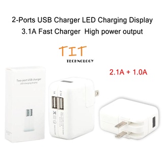 หัวชาร์จ 2USB 2.1A+1.0A Charger หัวชาร์จมือถือ USB 2 ช่อง ปลั๊กชาร์จ Adapter ใช้ได้กับ มือถือและของแท็บเล็ทุกรุ่น